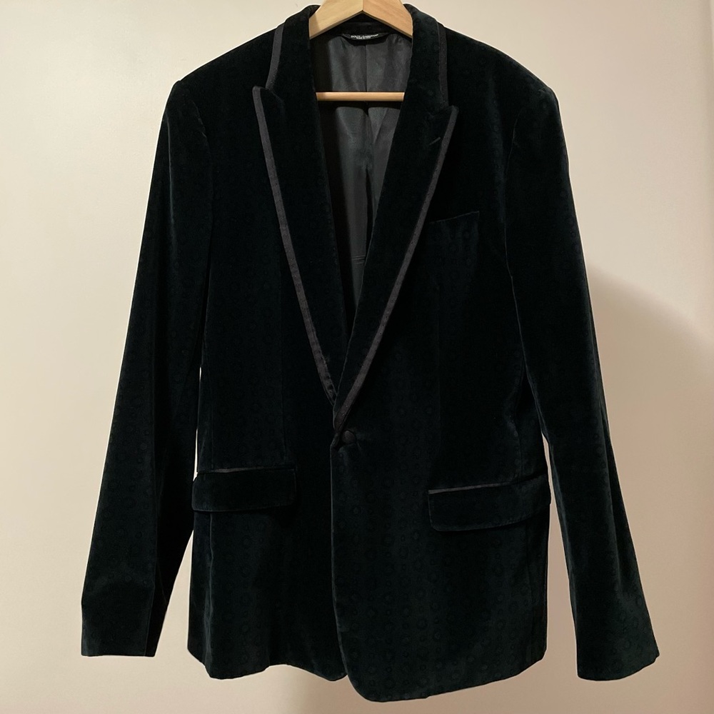D&G Velvet Jacket in Emerald Green with Patterns
